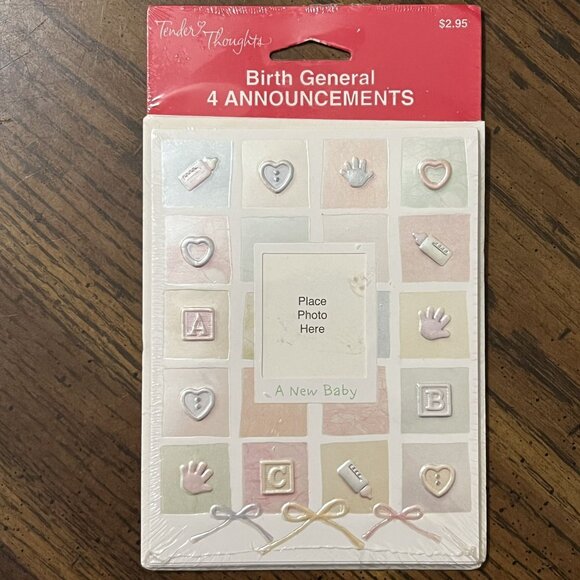 Tender Thoughts Birth Announcement Picture Holder Lot Of 3 = 12 Cards, Envelopes - Picture 2 of 5